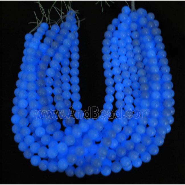 blue GlowStone beads, round