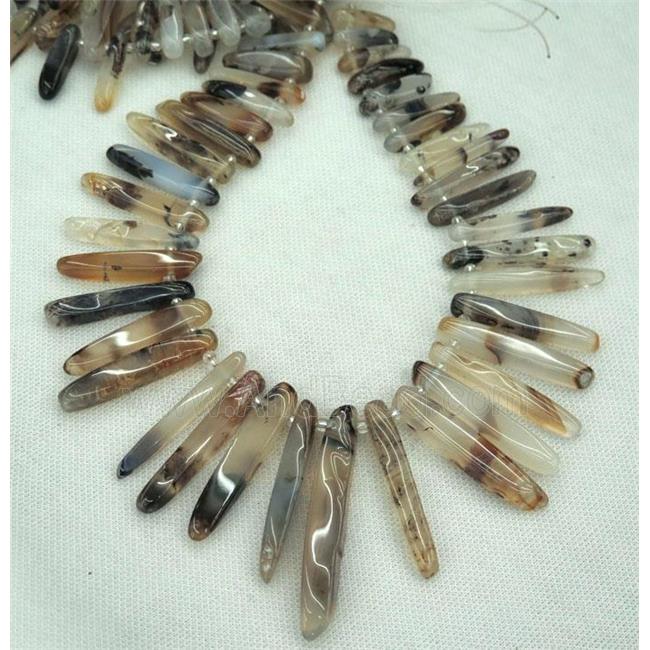 Chinese Heihua Agate necklace collar beads, stick