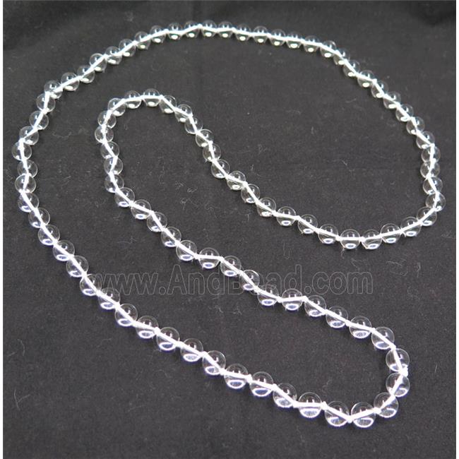 Clear Quartz beads knot Necklace Chain, round
