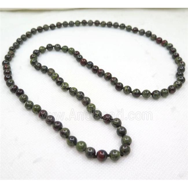 round Dragon Blood Jasper beads knot Necklace Chain