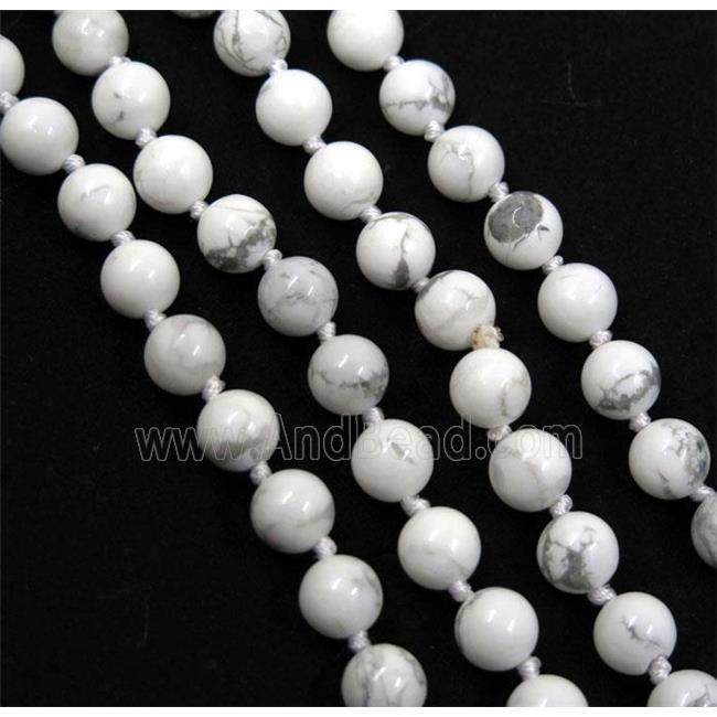 white howlite turquoise beads knot Necklace Chain, round