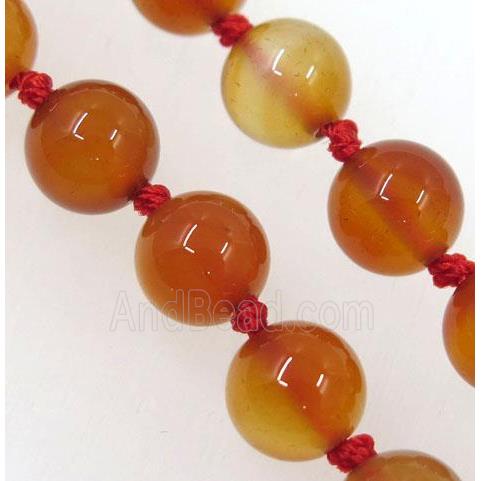 red Carnelian Agate beads knot Necklace Chain