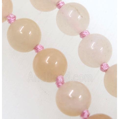 round Pink Aventurine beads knot Necklace Chain