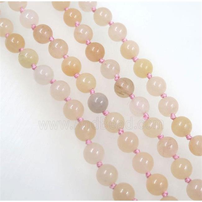 round Pink Aventurine beads knot Necklace Chain