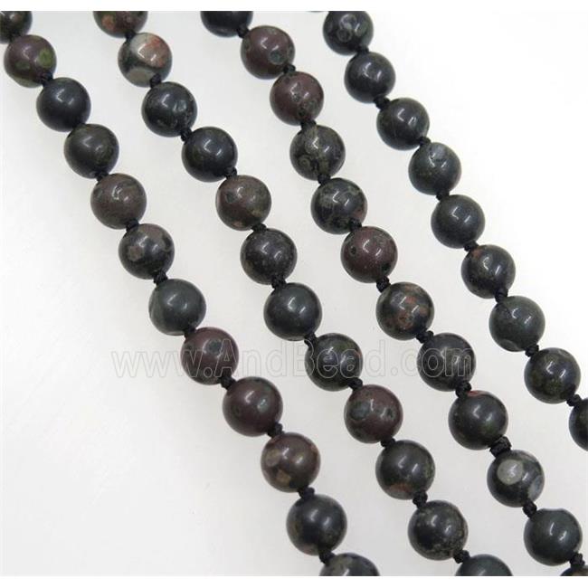 PlumBlossom Jasper Bead knot Necklace Chain, round