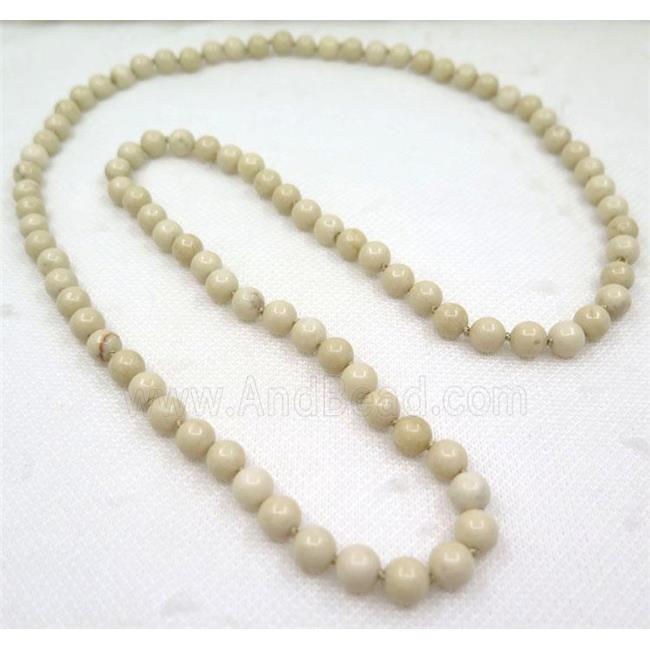 white Chinese River Jasper beads knot Necklace Chain, round