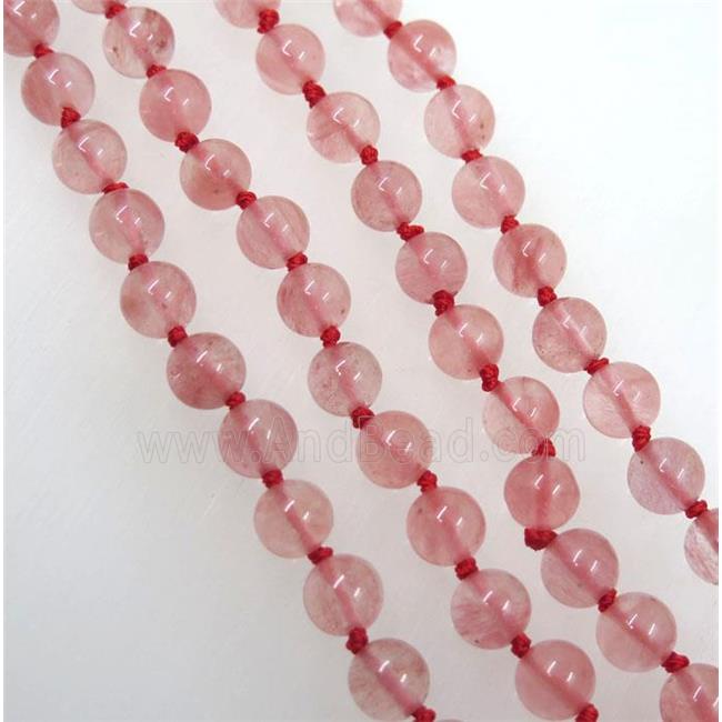 round watermelon quartz knot Necklace Chain