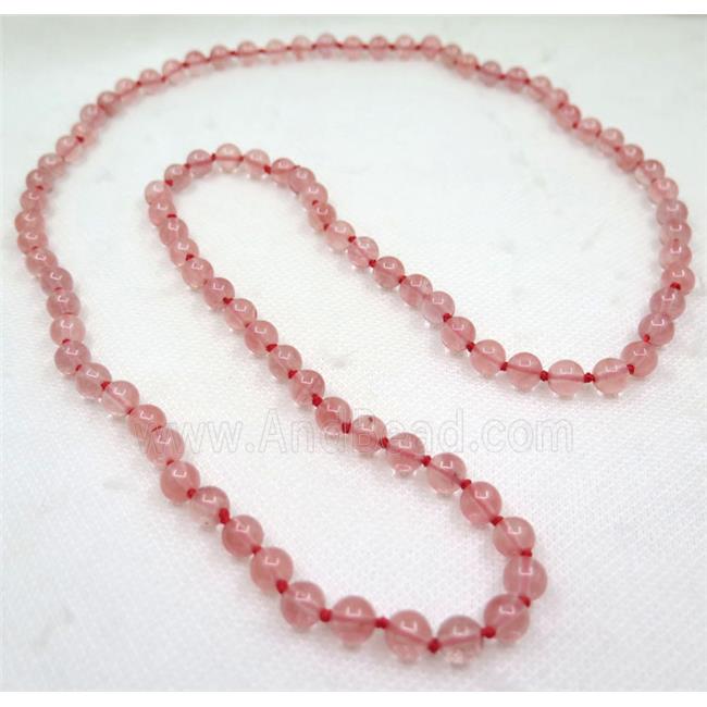 round watermelon quartz knot Necklace Chain