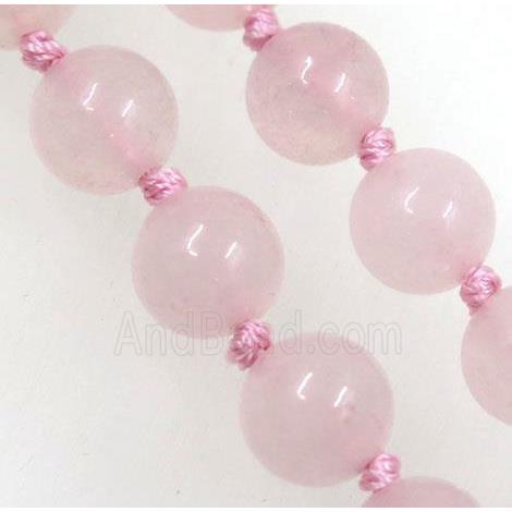 round Rose Quartz beads knot Necklace Chain