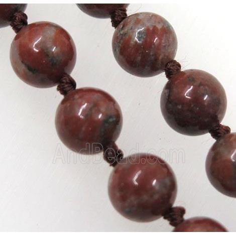 red sesame jasper beads knot Necklace Chain, round
