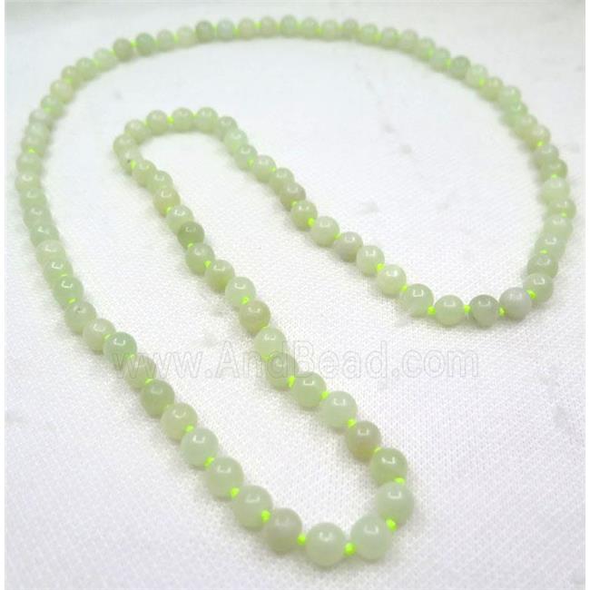 New Mountain Jade bead knot Necklace Chain, round