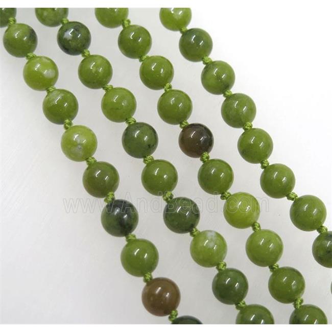 Korean Lemon Chrysoprase beads knot Necklace Chain, round