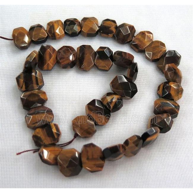 tiger eye stone bead, faceted oval, yellow