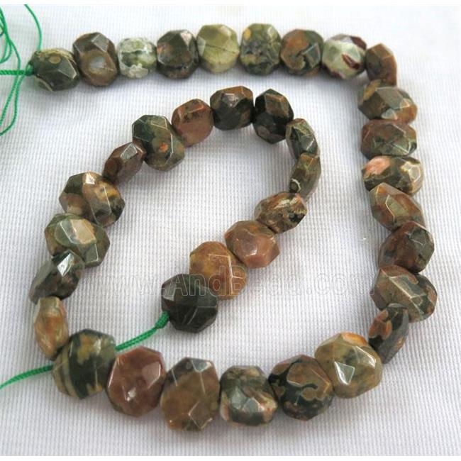 green Rhyolite beads, faceted oval