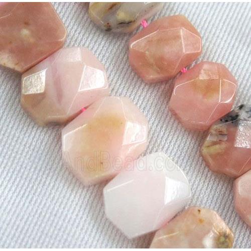 pink opal stone bead, faceted oval