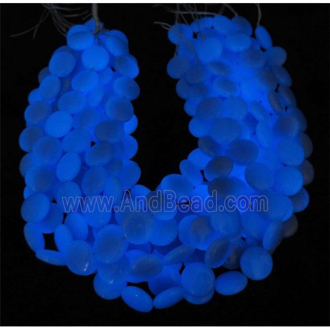 blue GlowStone beads, flatround