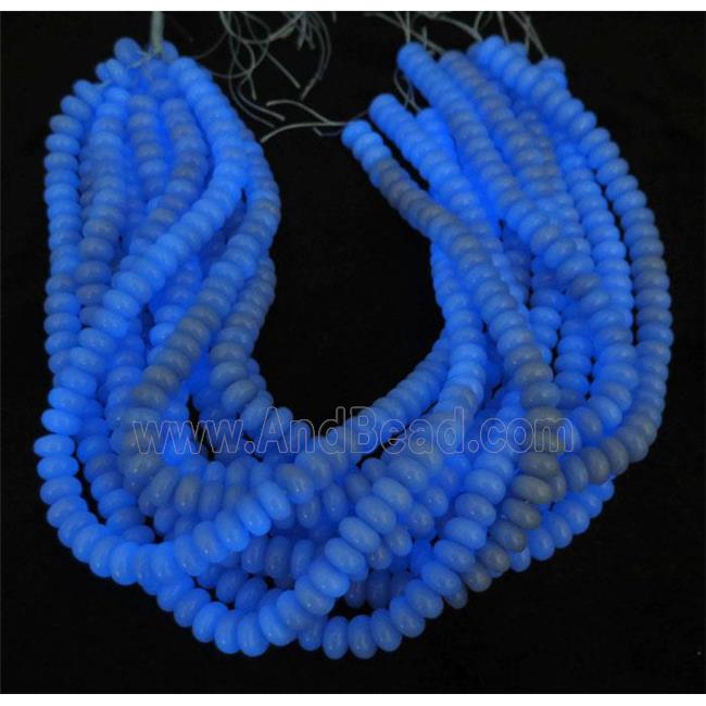blue GlowStone rondelle beads