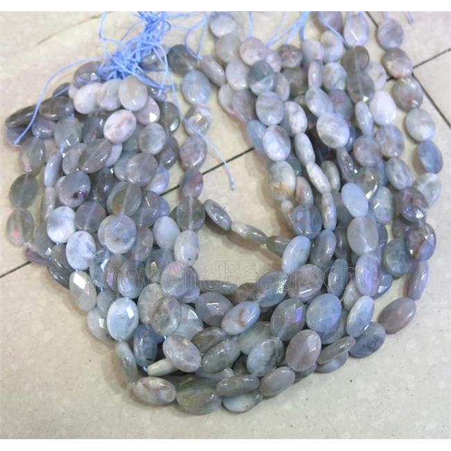 Aquamarine beads, faceted oval, blue, B-grade