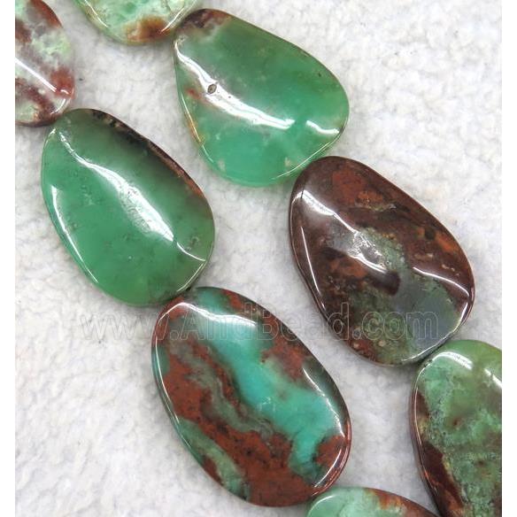 green Australian Chrysoprase slice beads, freeform