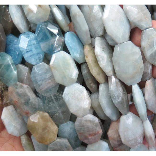 Aquamarine slice beads, faceted freeform