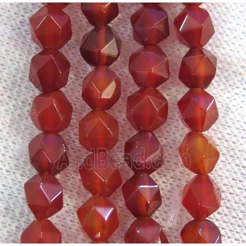 red agate beads ball, faceted round