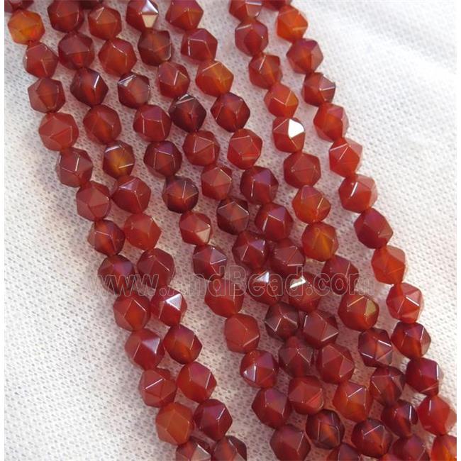 red agate beads ball, faceted round