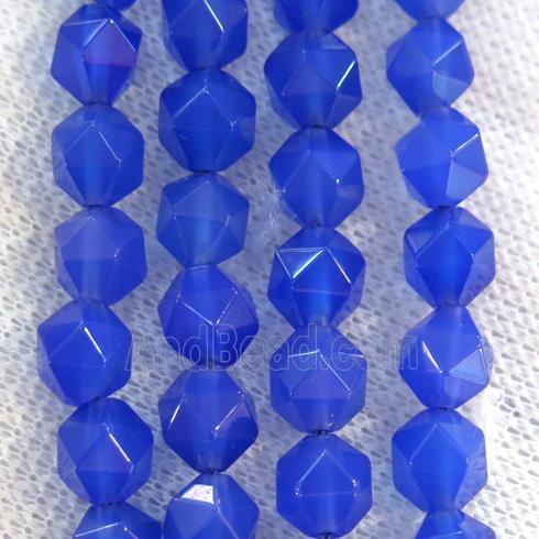 blue agate beads ball, faceted round