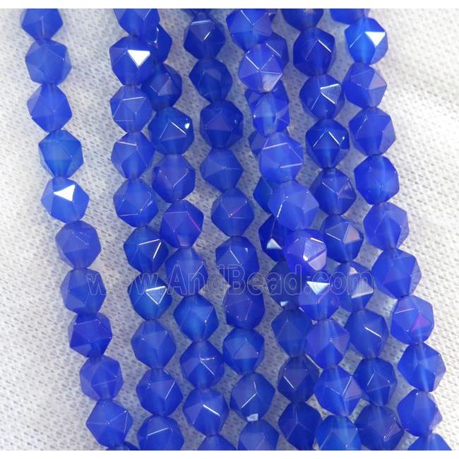 blue agate beads ball, faceted round