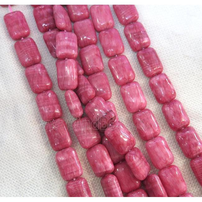 Chinese Rhodonite rectangle beads, dye pink