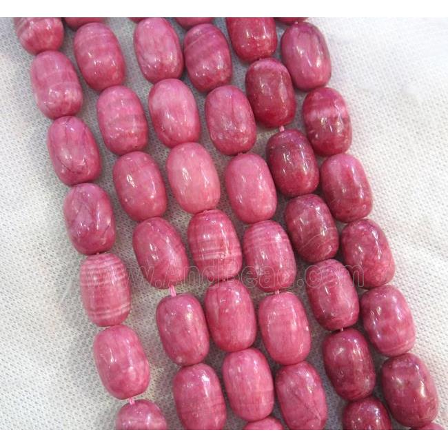 Chinese Rhodonite barrel beads, dye pink