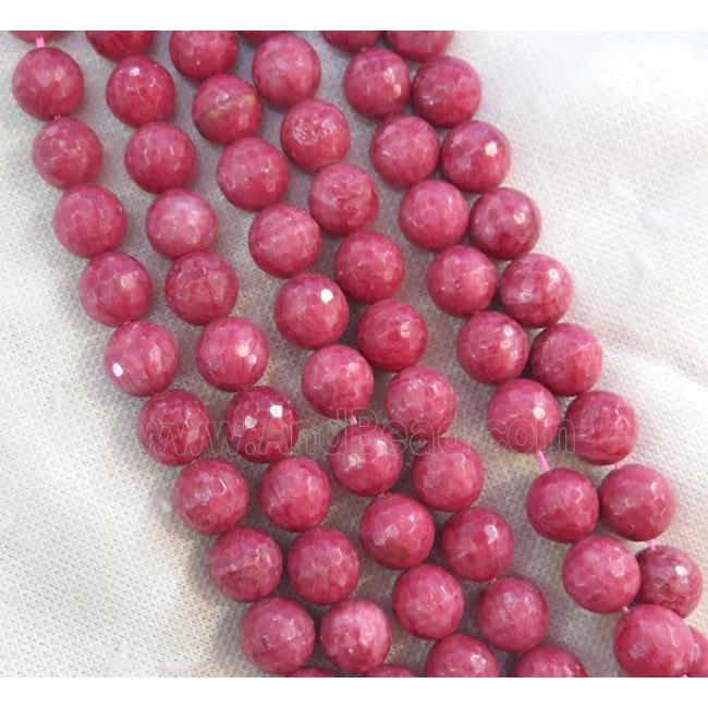 Chinese Rhodochrosite Beads Pink Dye Faceted Round