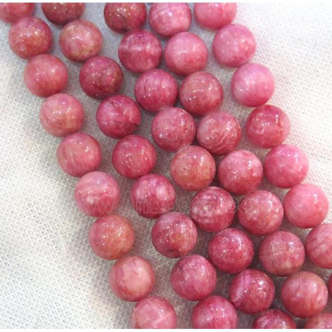 Chinese Rhodochrosite Beads Pink Dye Smooth Round