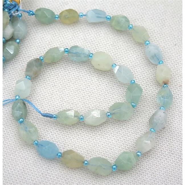 Aquamarine nugget beads, faceted freeform