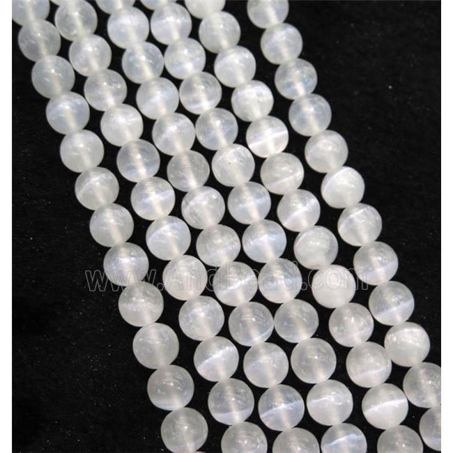 round Calcite beads, white