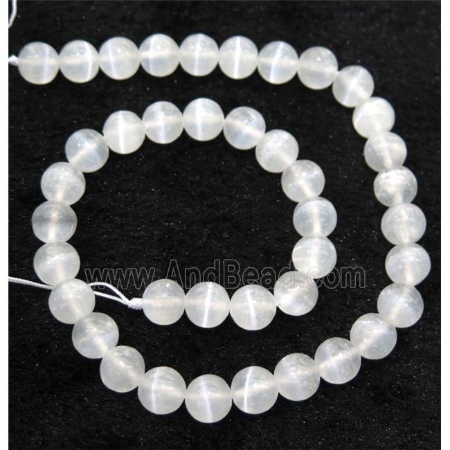 round Calcite beads, white