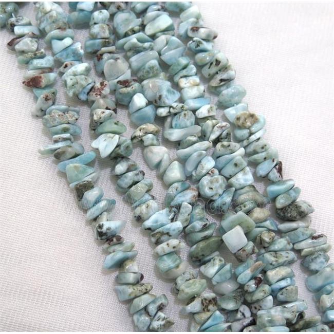 blue Larimar chip beads, freeform