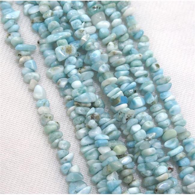 blue Larimar chip beads, freeform