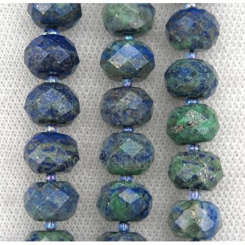 Azurite beads, faceted rondelle