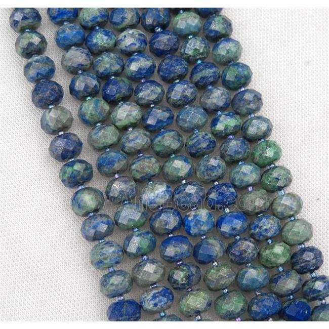 Azurite beads, faceted rondelle