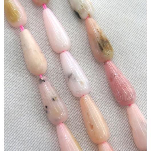 pink opal stone beads, teardrop