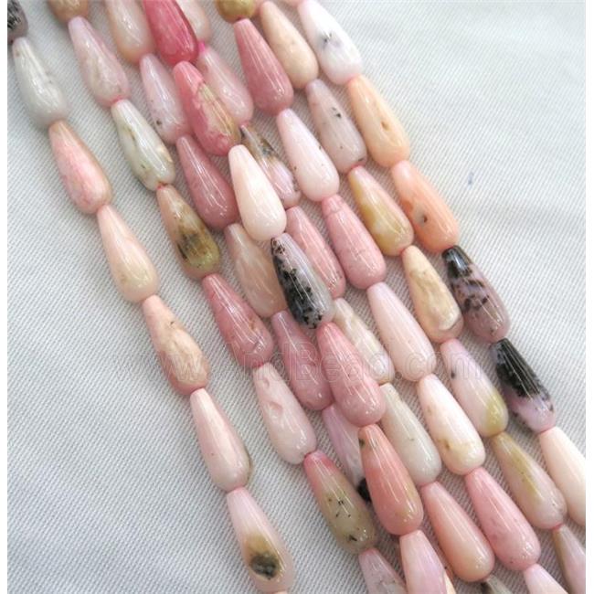 pink opal stone beads, teardrop