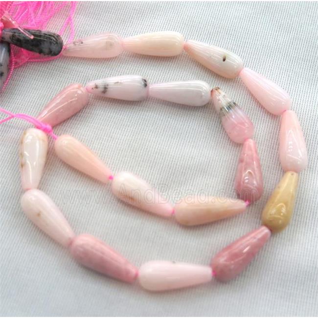 pink opal stone beads, teardrop