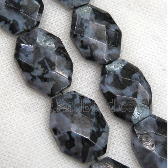 black Indigo Gabro slice beads, faceted freeform