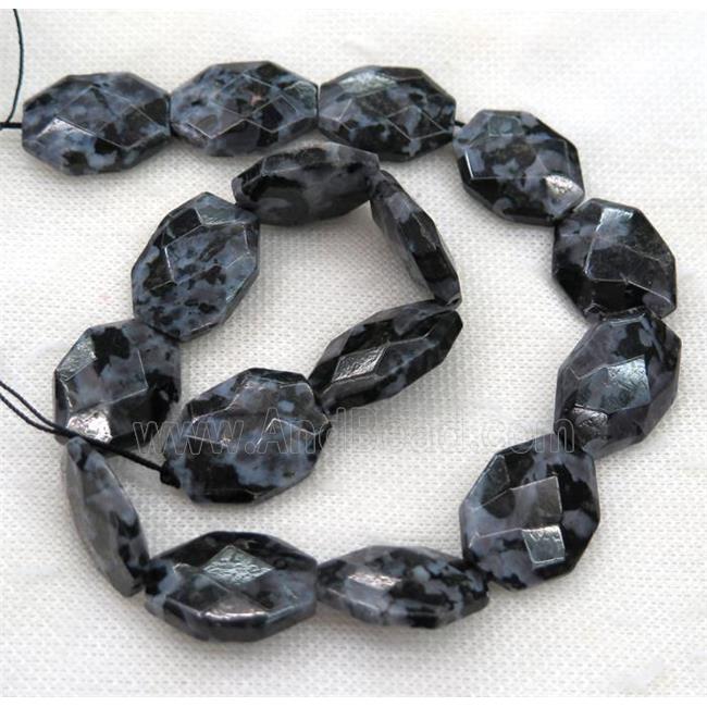 black Indigo Gabro slice beads, faceted freeform