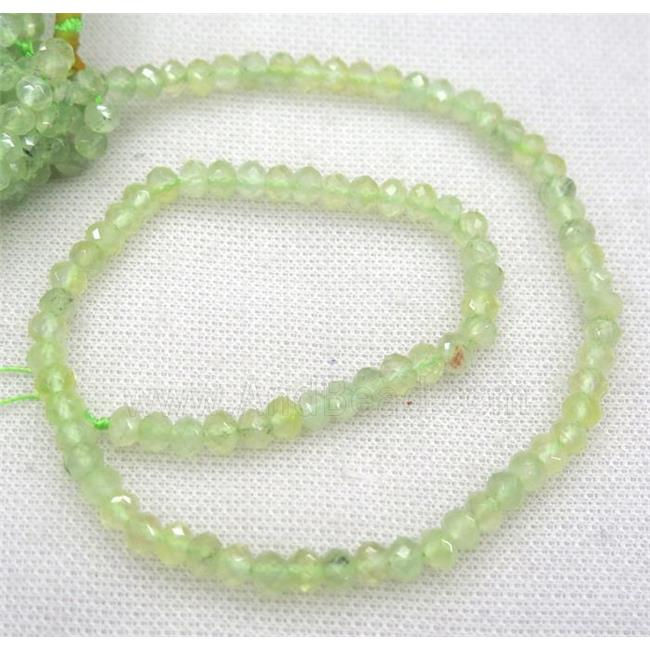 faceted prehnite rondelle beads, green