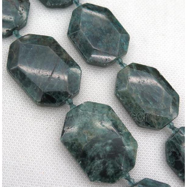 natural Green Apatite slice beads, faceted freeform