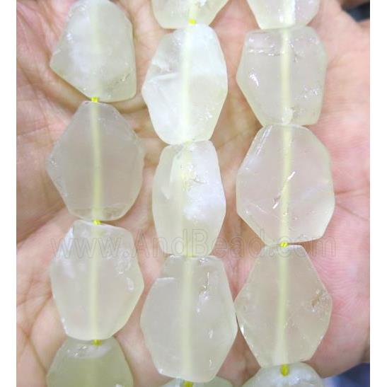 matte Lemon Quartz slice beads, flat freeform