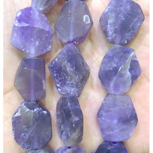 matte Dogtooth Amethyst slice beads, flat freeform