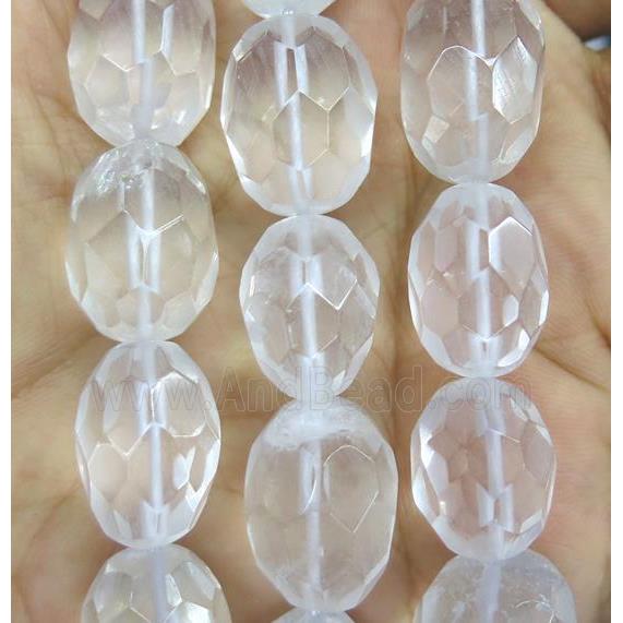 Clear Quartz barrel beads, faceted