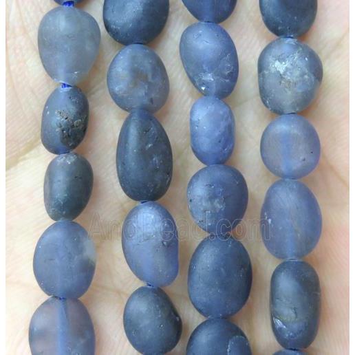 matte iolite beads chips, freeform, darkblue